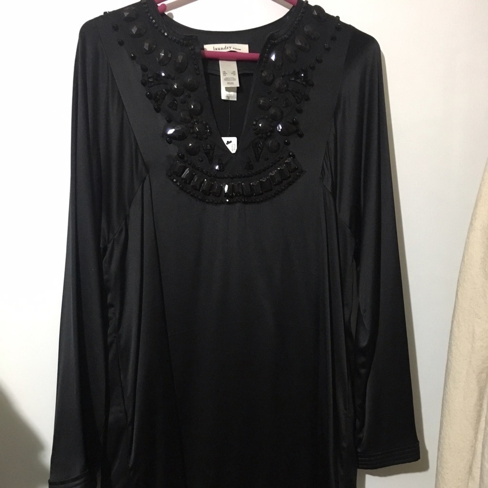 Laundry by Design silk long sleeve jeweled tunic